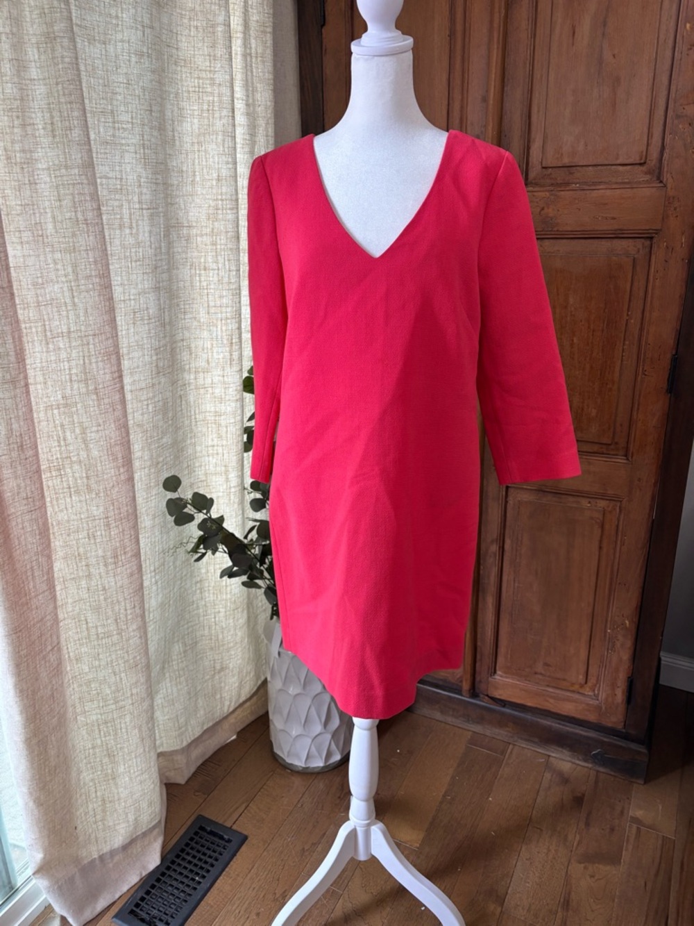 J. Crew V-Neck Shift Dress in Hot Pink